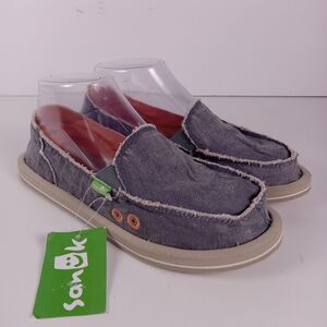 Sanuk Donna Distressed Canvas Slip On Shoes Size 6 Casual Laid Back Boho Coastal